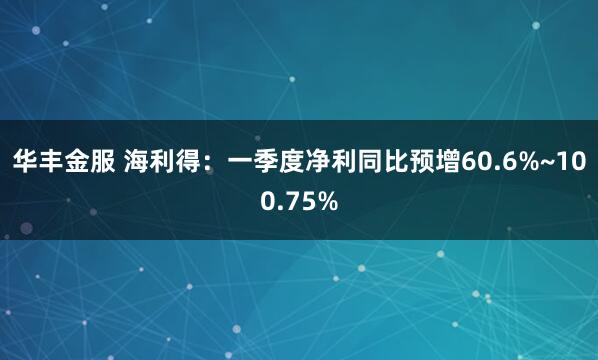 华丰金服 海利得：一季度净利同比预增60.6%~100.75%